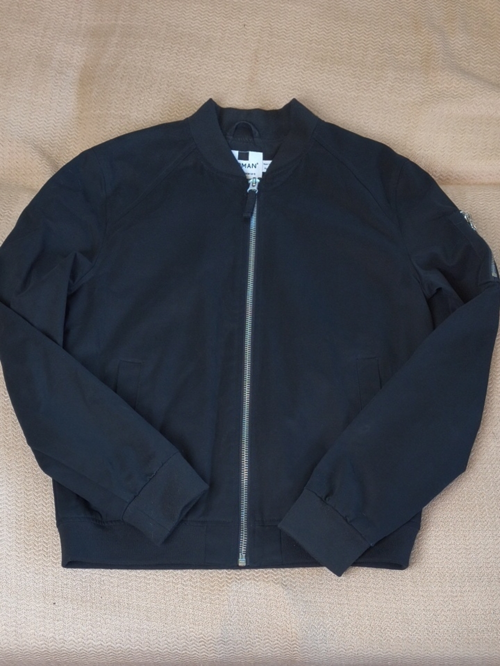 Topman Black Bomber Jacket with Silver Hardware Small